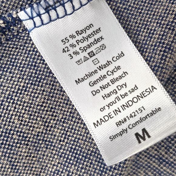 LuLaRoe Irma Tunic Med Blue Beige Jacquard Geometric Patchwork High Low Top - Picture 4 of 8